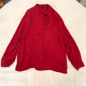 Theory Silk Red Blouse